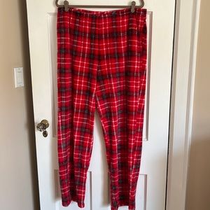 Pink VS size XL red&black plaid fuzzy sleep pants like new